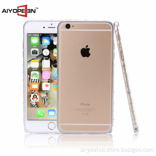 Hot sales Luxury Meta Aluminum Bumper Border Frame Shell Case For iPhone 6 plus ,Diamond Bumper Border for iphone 6s